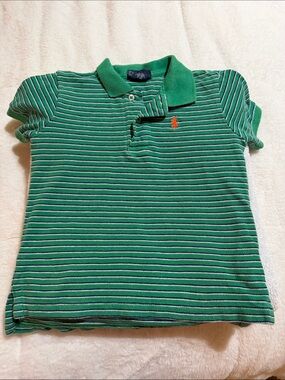 Polo by Ralph Lauren Green Striped Polo with Orange Pony